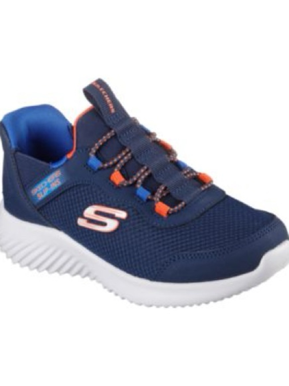Skechers Navy with Orange Accent Kids Slip-On Athletic Shoe